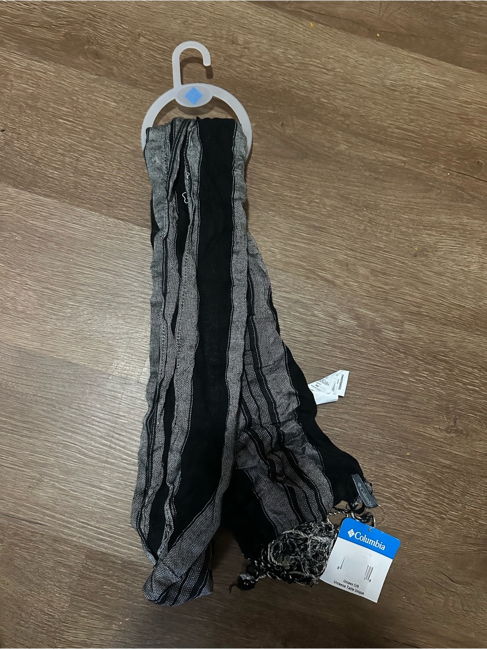 Columbia Black and Gray Striped Lightweight Scarf